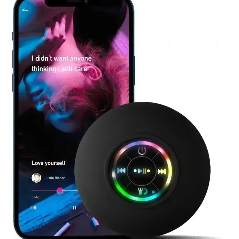 Portable Waterproof Bluetooth Speaker with LED Light & Suction Cup