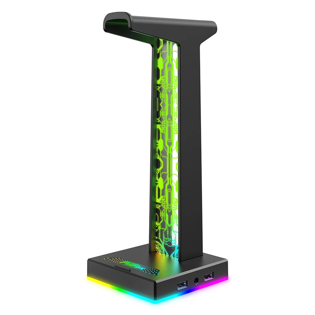 RGB Gaming Headphone Stand with 10 Light Modes & USB / 3.5mm Ports