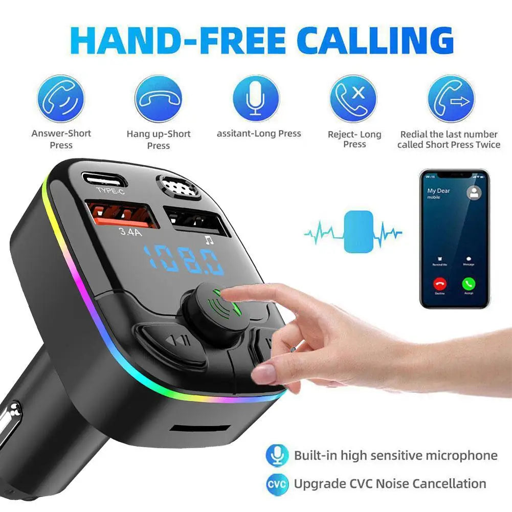 Bluetooth 5.0 Car FM Transmitter & Fast Charger