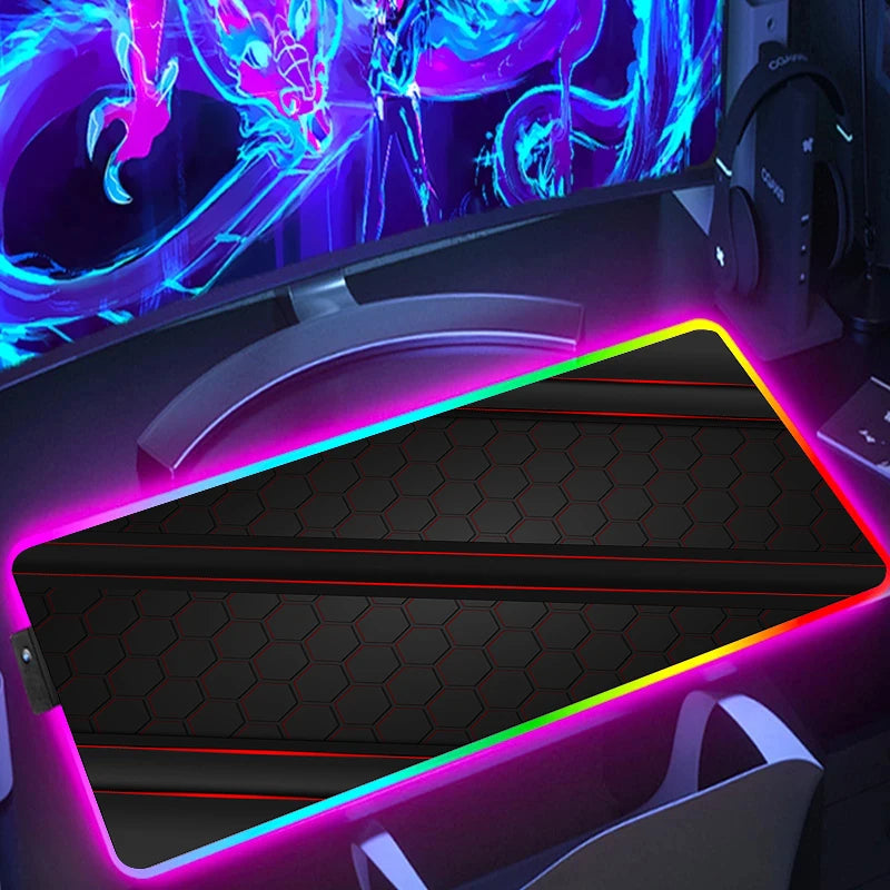 RGB Extended Hexagon Gaming Mouse Pad – Non-Slip Desk Mat