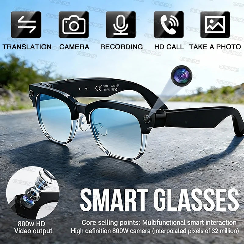 AI Smart Glasses with Video Recording & Bluetooth Audio