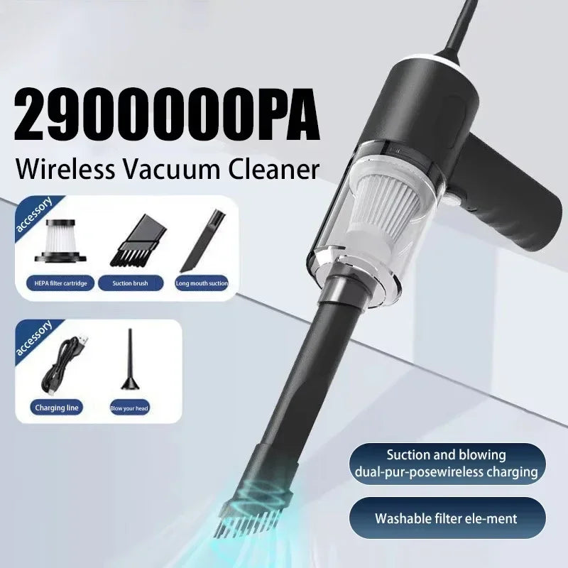 Portable 2-in-1 Wireless Car Vacuum Cleaner β Blow & Suction (1200mAh)