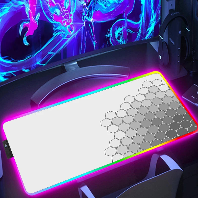 RGB Extended Hexagon Gaming Mouse Pad – Non-Slip Desk Mat