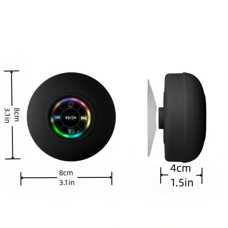 Portable Waterproof Bluetooth Speaker with LED Light & Suction Cup
