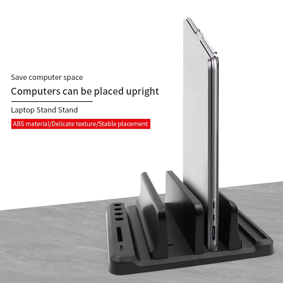 Adjustable Vertical Laptop Stand – Plastic Desktop Dock & Saver for MacBook, Tablet & Phone