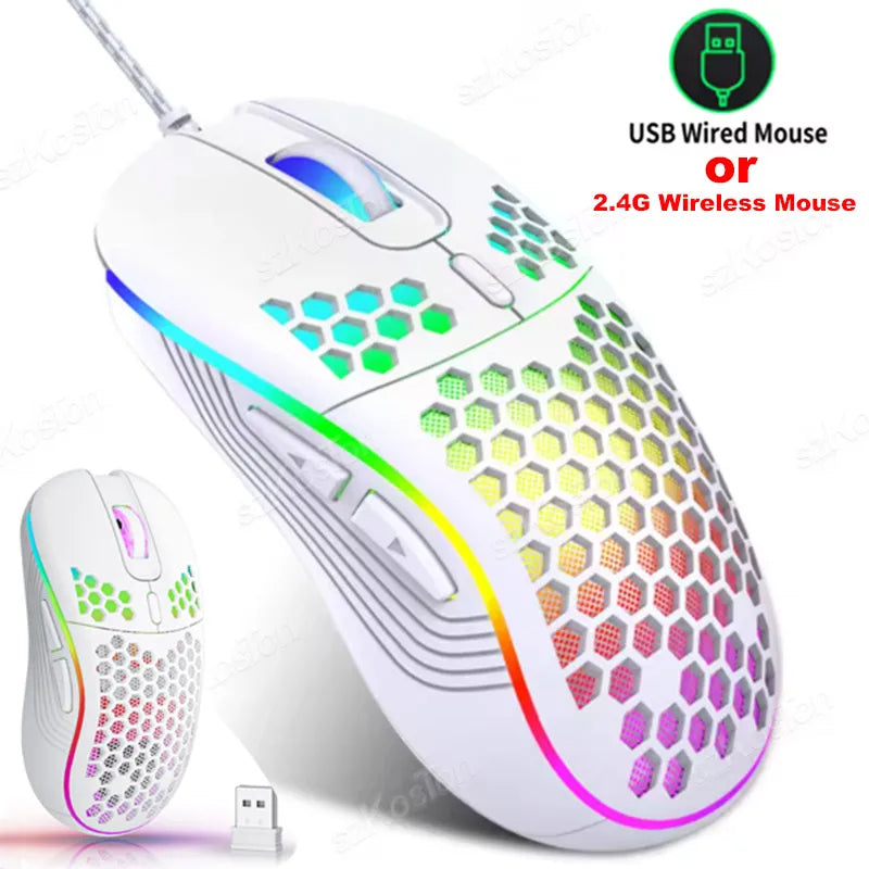 Honeycomb Wired RGB Gaming Mouse – 7200 DPI Ergonomic Design