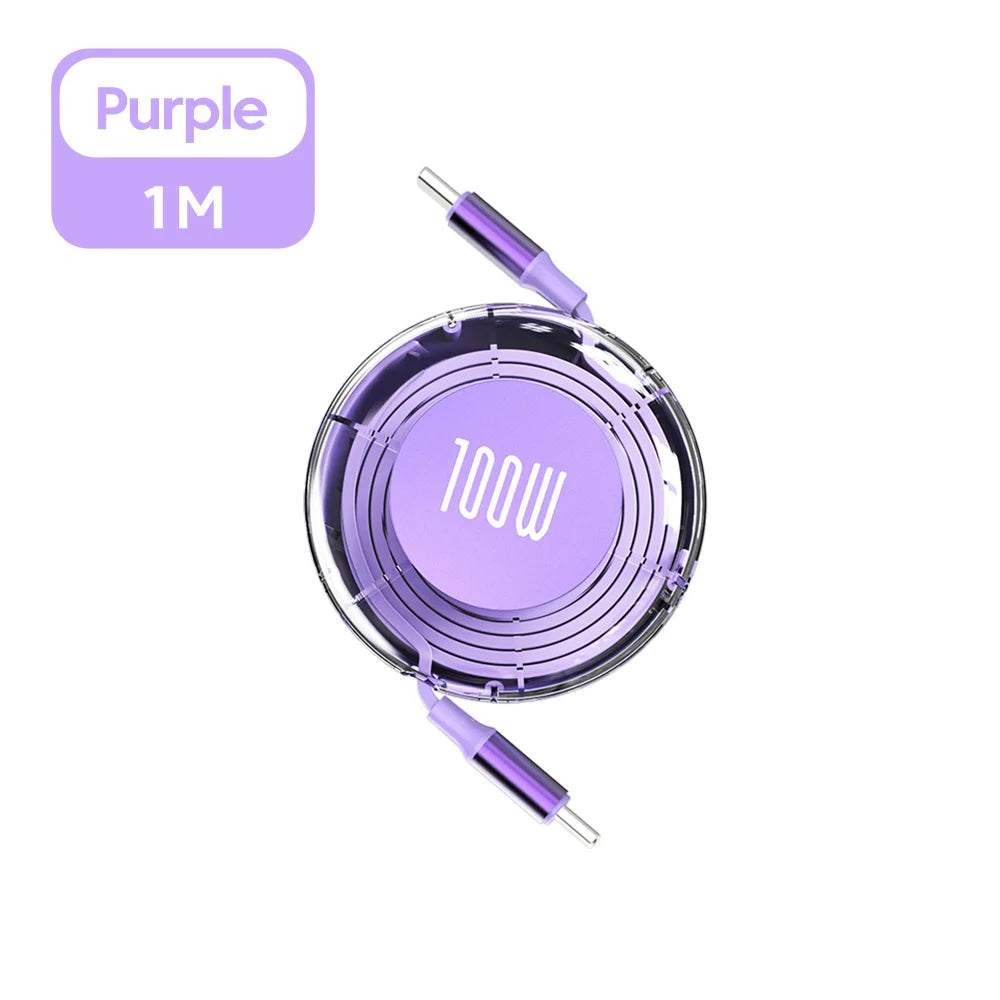 1 Meter 100W Retractable USB-C Fast Charging Cable