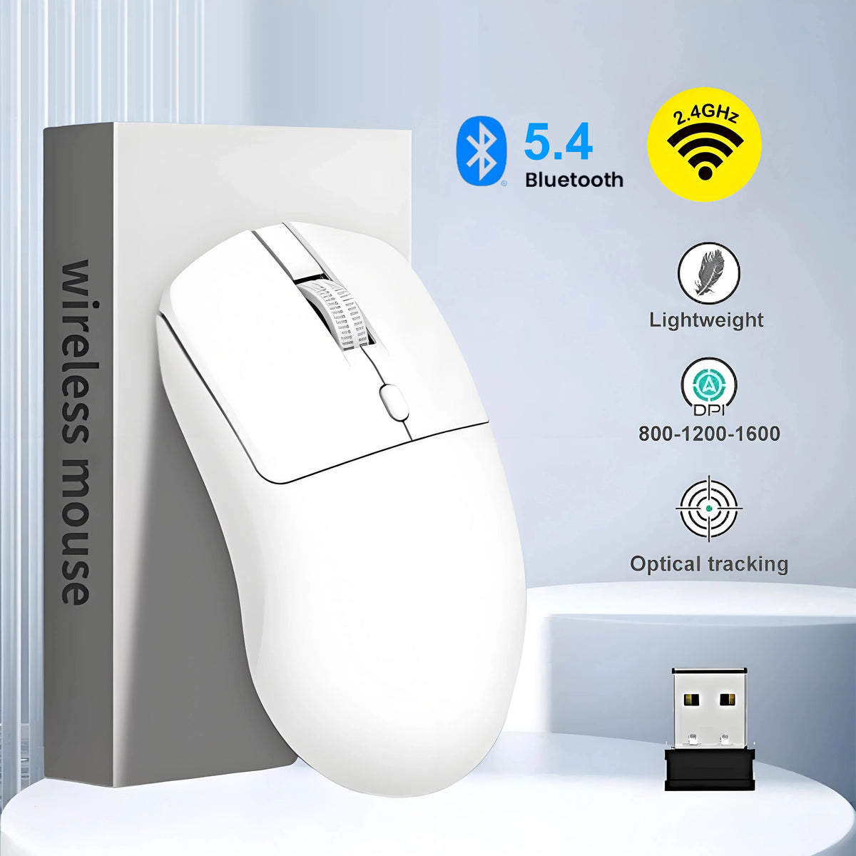 Rechargeable Ergonomic Wireless & Bluetooth 5.4 Mouse