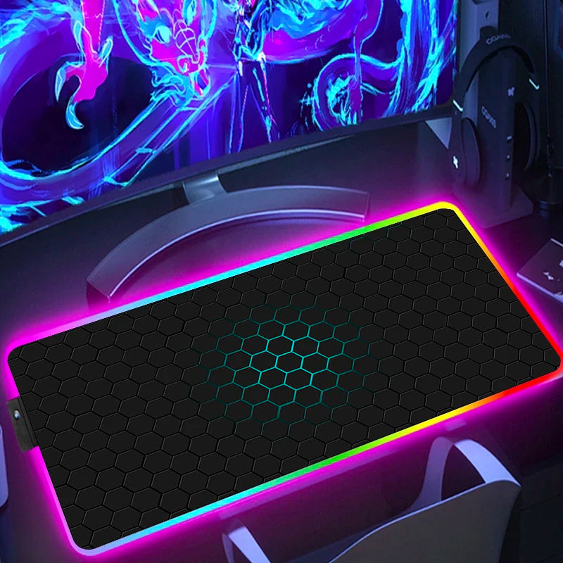 RGB Extended Hexagon Gaming Mouse Pad – Non-Slip Desk Mat