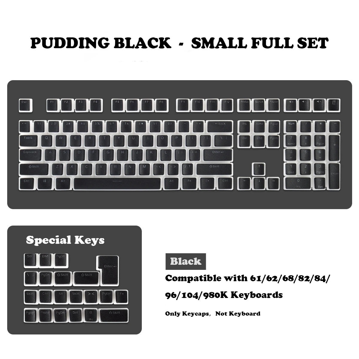 129-Key PBT Pudding Keycaps | ISO/ANSI RGB Set
