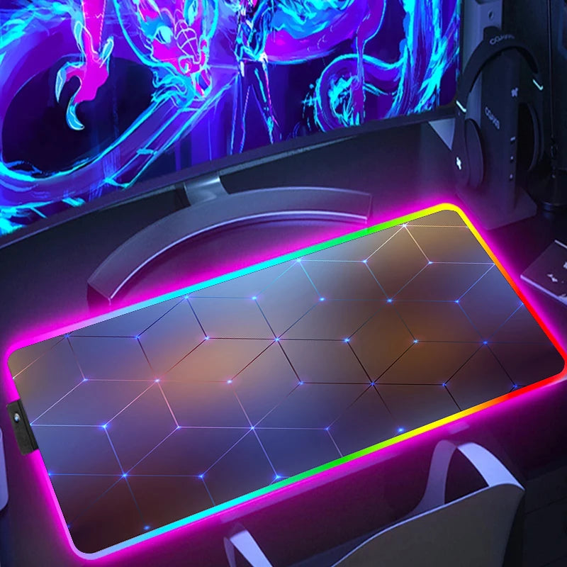 RGB Extended Hexagon Gaming Mouse Pad – Non-Slip Desk Mat