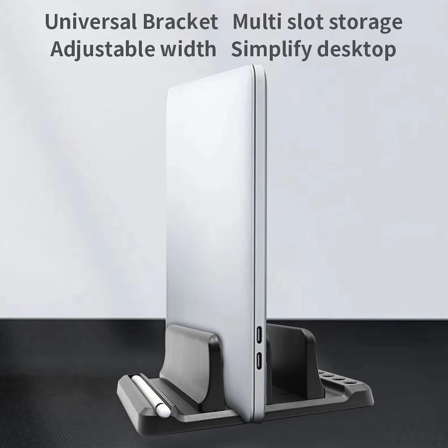 Adjustable Vertical Laptop Stand – Plastic Desktop Dock & Saver for MacBook, Tablet & Phone