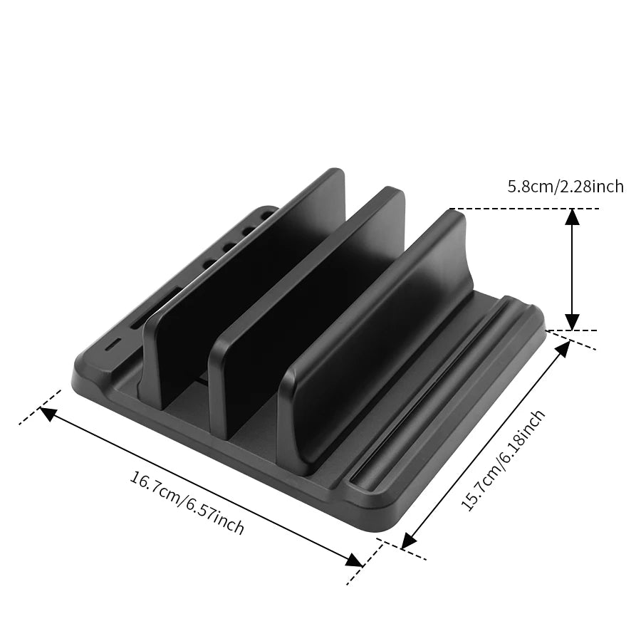 Adjustable Vertical Laptop Stand – Plastic Desktop Dock & Saver for MacBook, Tablet & Phone