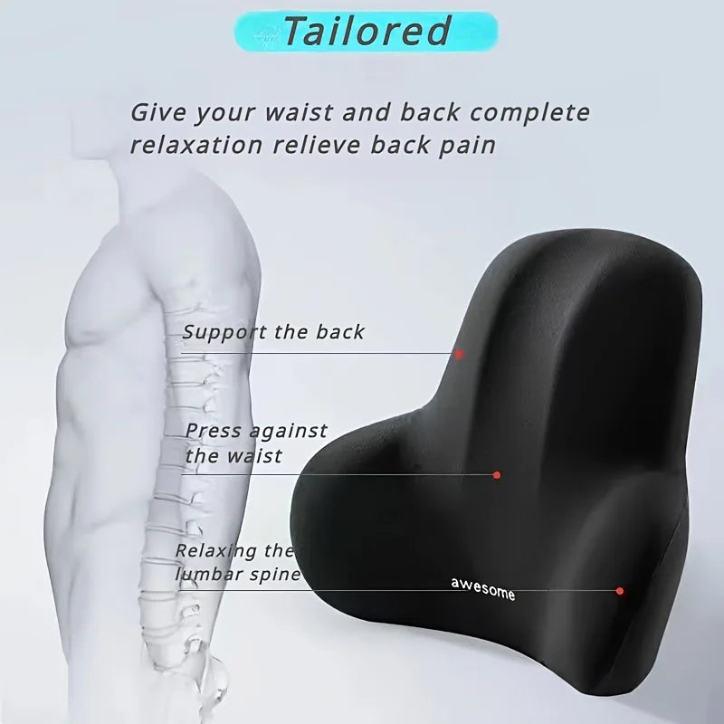 2-in-1 Memory Foam Seat Cushion & Lumbar Support Set (Grey & Black)