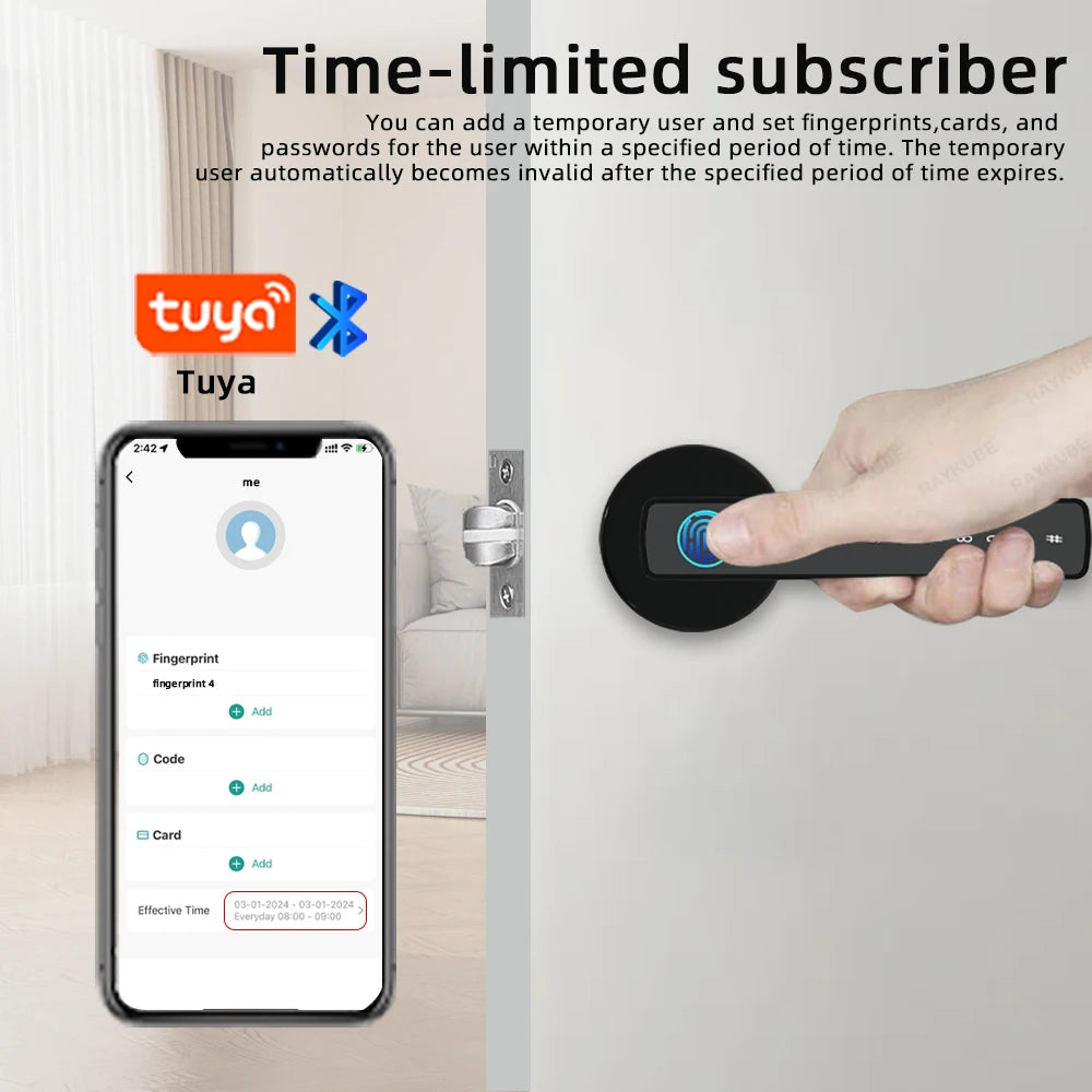 RAYKUBE M5 Tuya Bluetooth Smart Door Lock – Keyless Entry & App Control