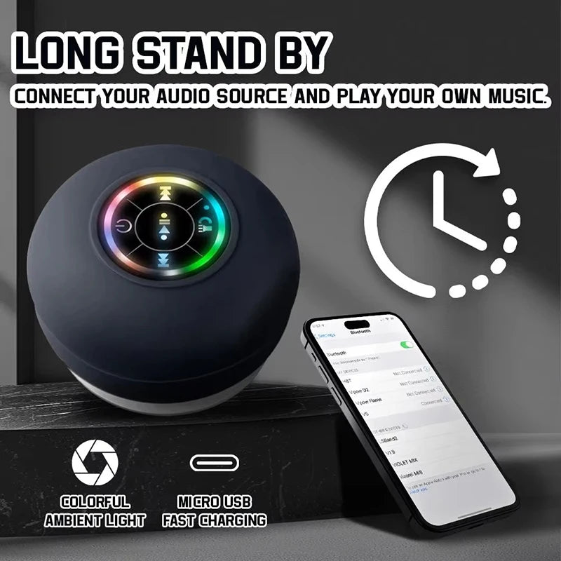 Waterproof Suction Cup LED Shower Speaker