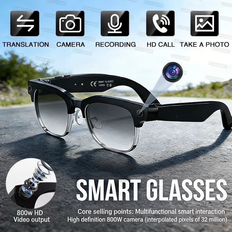 AI Smart Glasses with Video Recording & Bluetooth Audio
