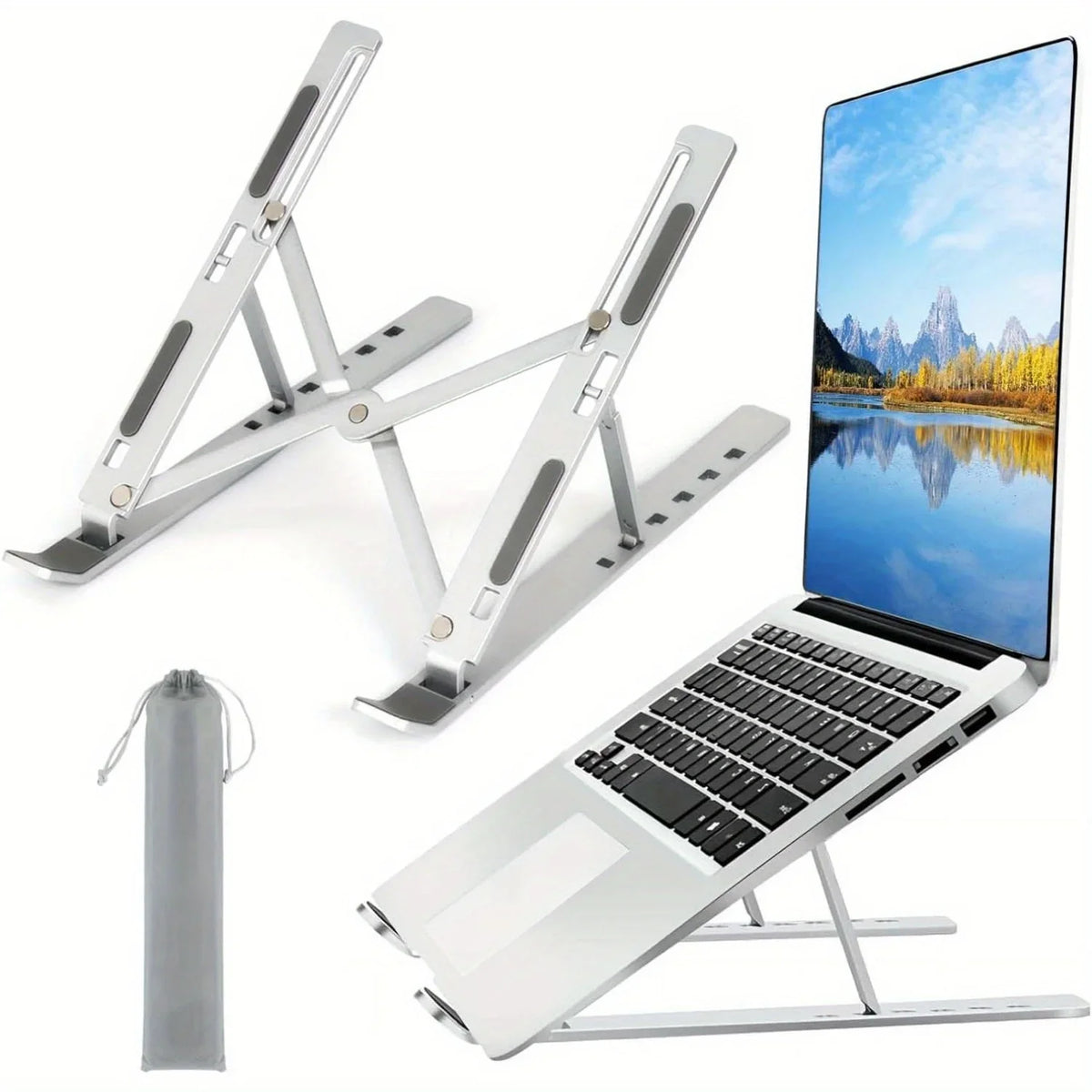 Adjustable Aluminum Laptop Stand – Foldable Cooling Dock for 8–16" Laptops