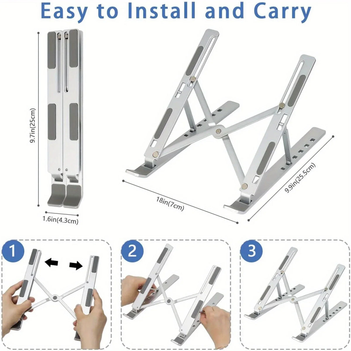 Adjustable Aluminum Laptop Stand – Foldable Cooling Dock for 8–16" Laptops