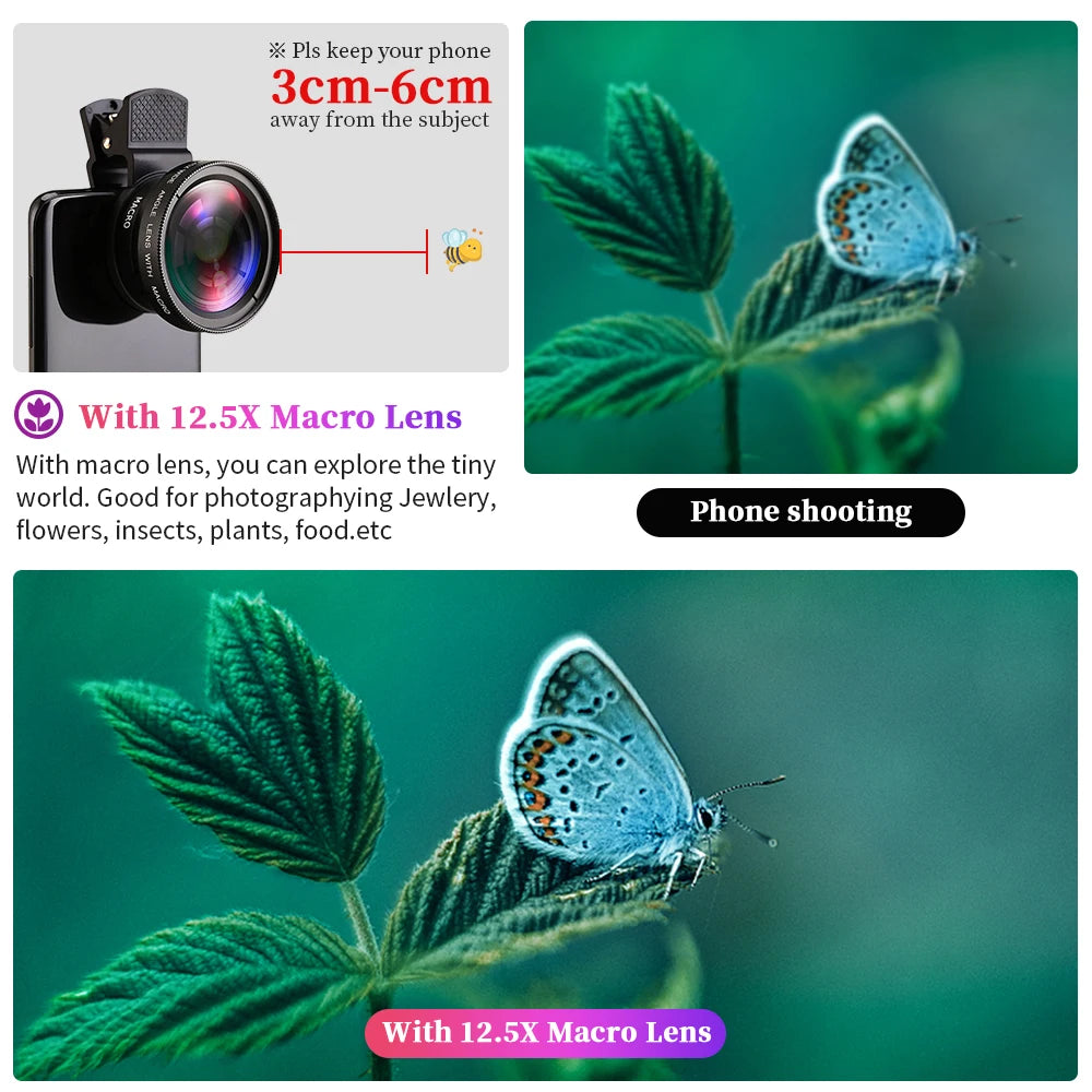2-in-1 Professional Universal Phone Camera Lens – 0.45X Super Wide Angle & Macro HD