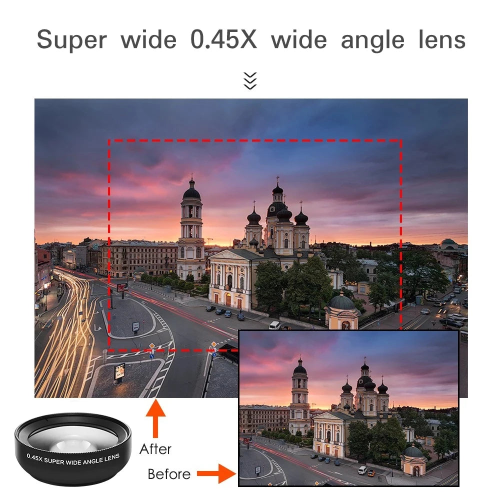 2-in-1 Professional Universal Phone Camera Lens – 0.45X Super Wide Angle & Macro HD