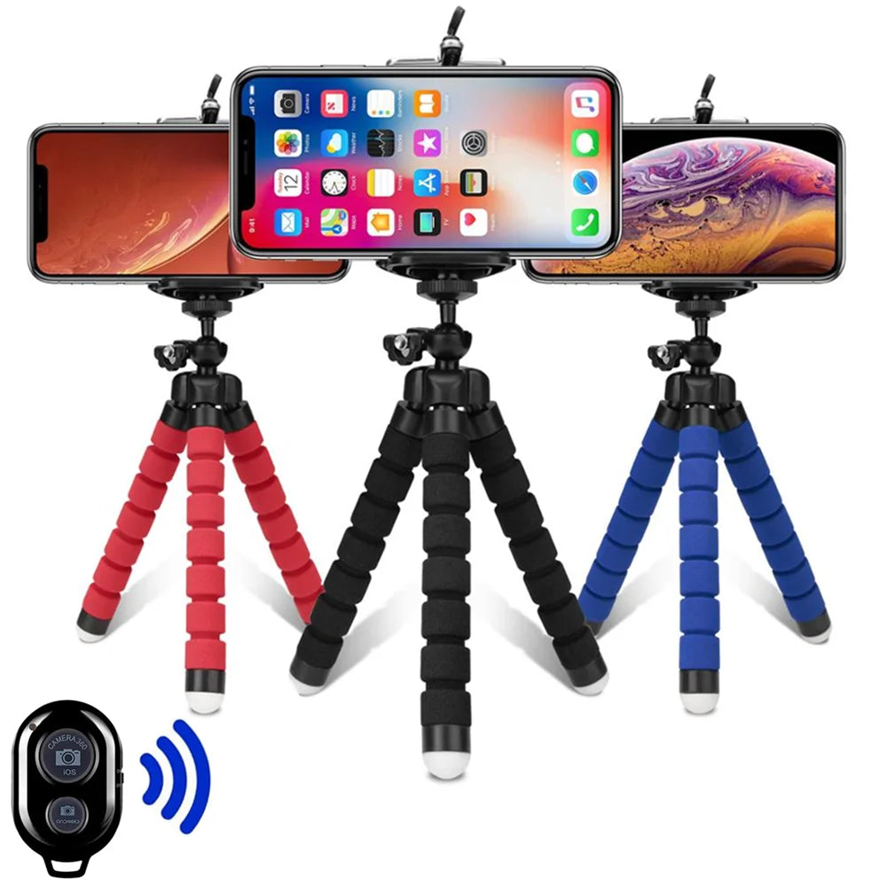 Universal Mini Flexible Octopus Tripod Stand with Phone Clip Holder