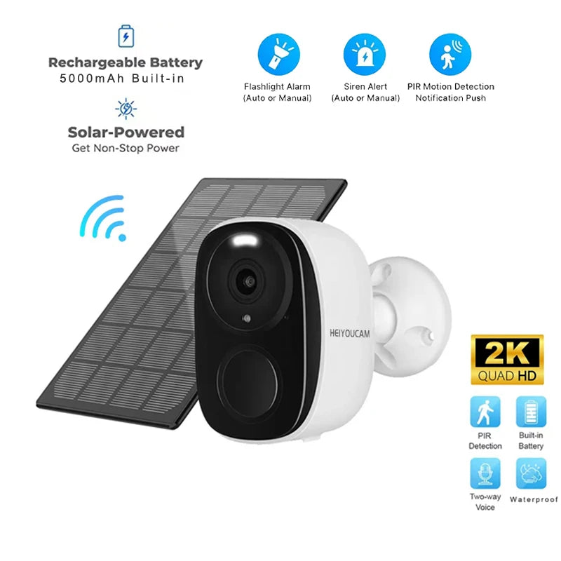 2K Wireless Outdoor Security Camera with Spotlight & Siren