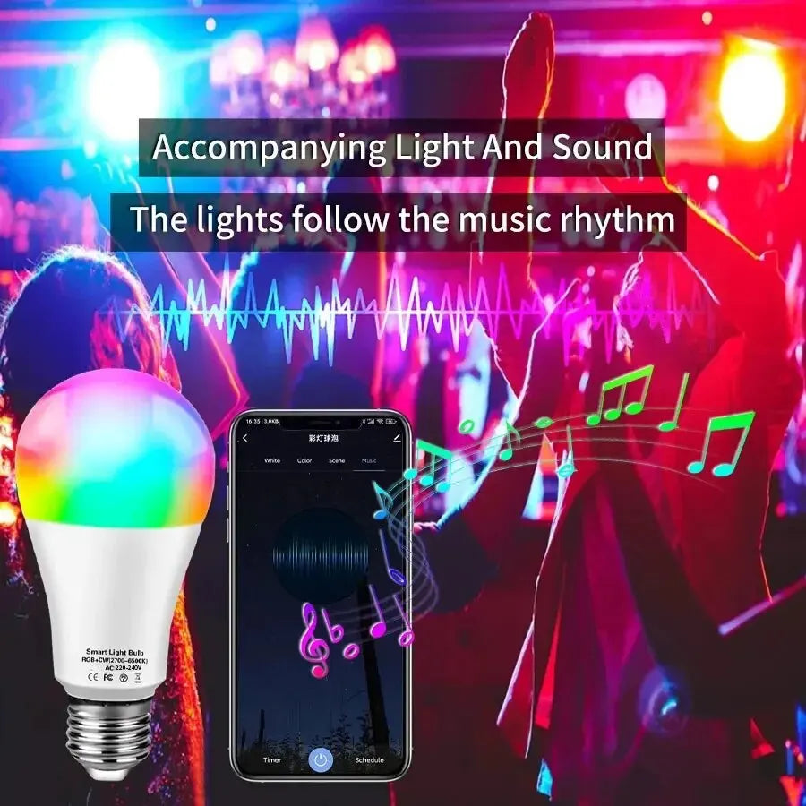 Tuya Smart E27 RGB LED Bulb – App Control & Dimmable