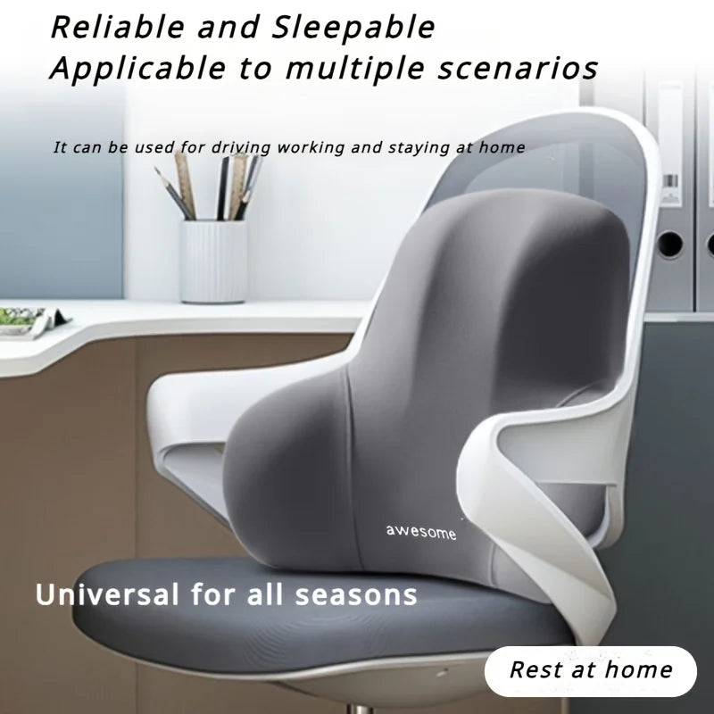 2-in-1 Memory Foam Seat Cushion & Lumbar Support Set (Grey & Black)