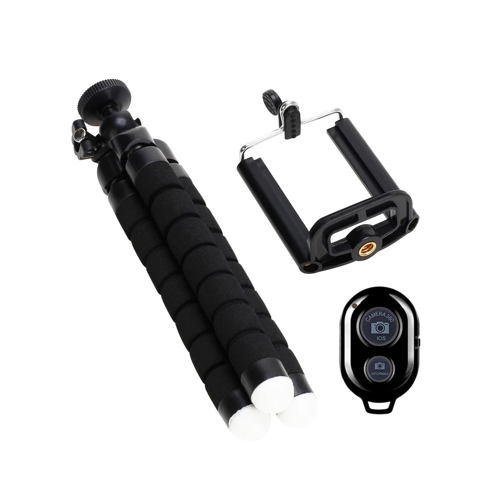 Universal Mini Flexible Octopus Tripod Stand with Phone Clip Holder