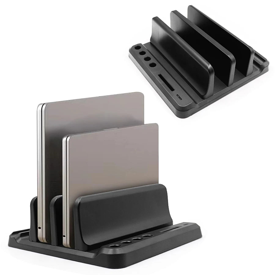 Adjustable Vertical Laptop Stand – Plastic Desktop Dock & Saver for MacBook, Tablet & Phone