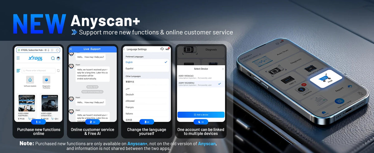 XTOOL Anyscan A30M Wireless OBD2 Scanner – 26+ Resets & CANFD