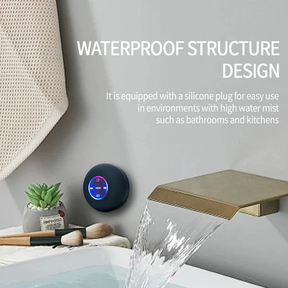 Waterproof Suction Cup LED Shower Speaker