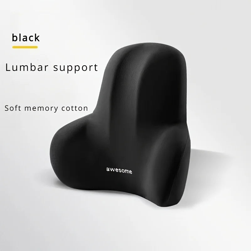 2-in-1 Memory Foam Seat Cushion & Lumbar Support Set (Grey & Black)