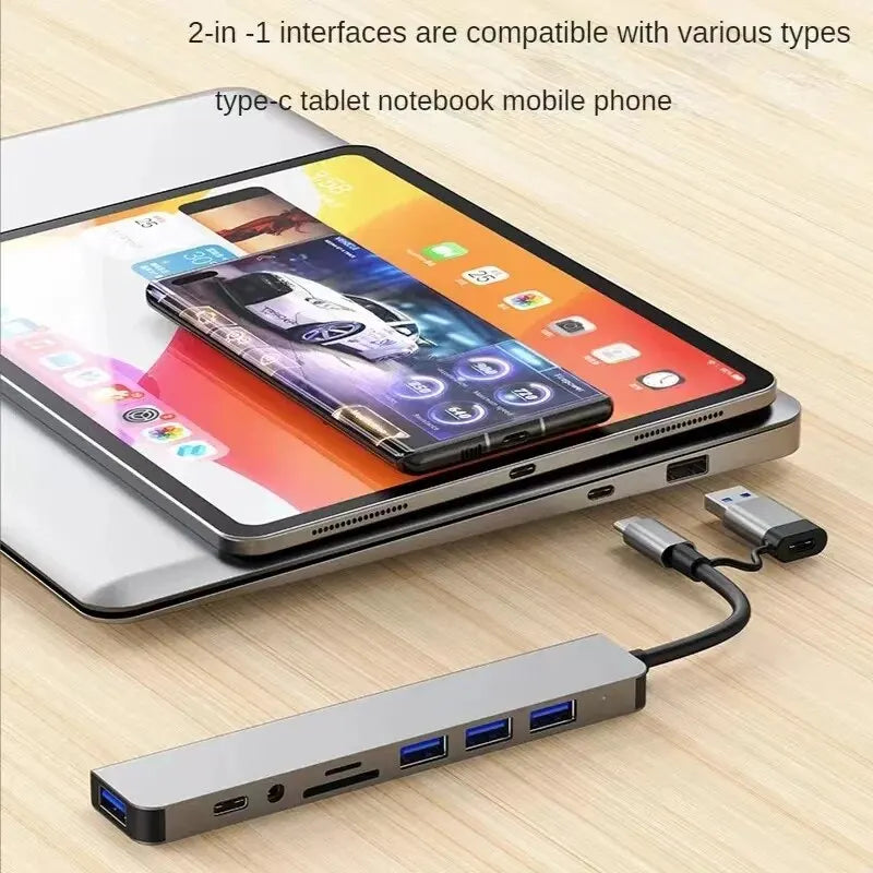 8-in-2 USB-C Hub & Docking Station with SD/TF Card Reader
