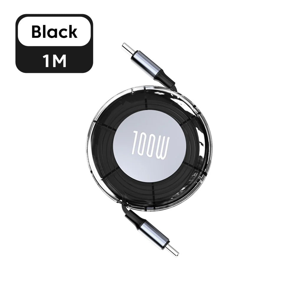 1 Meter 100W Retractable USB-C Fast Charging Cable