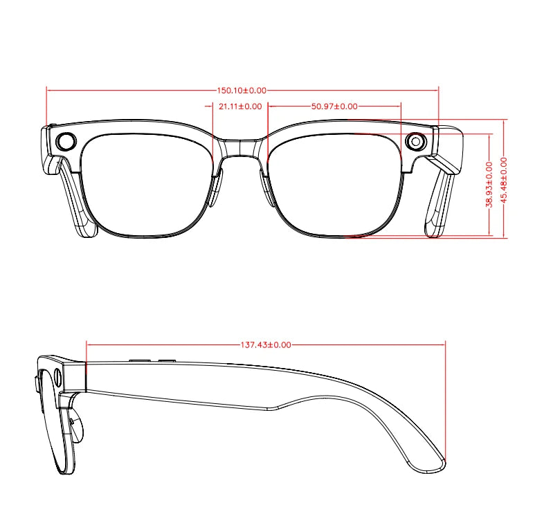 AI Smart Glasses with Video Recording & Bluetooth Audio