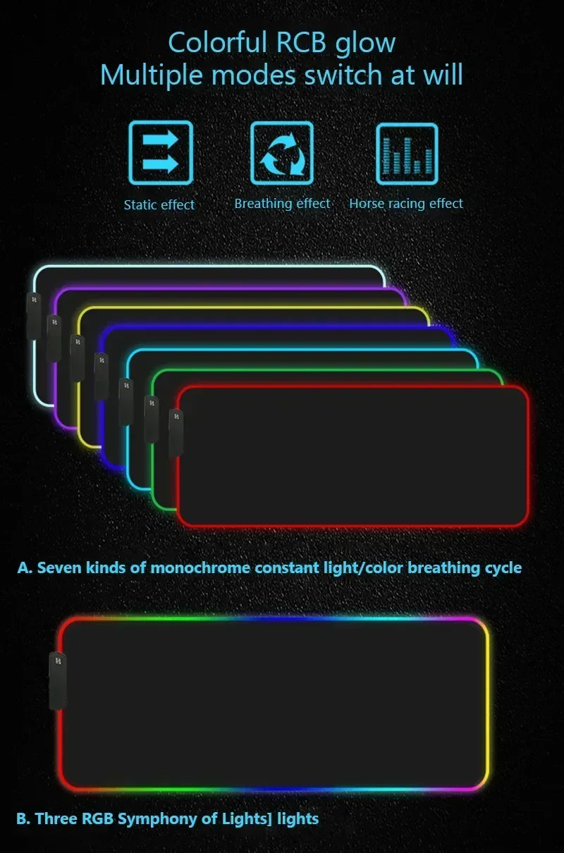 RGB Extended Hexagon Gaming Mouse Pad – Non-Slip Desk Mat