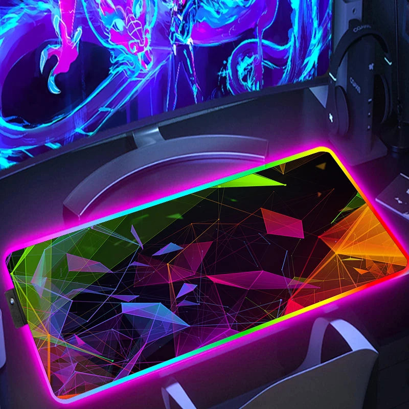 RGB Extended Hexagon Gaming Mouse Pad – Non-Slip Desk Mat