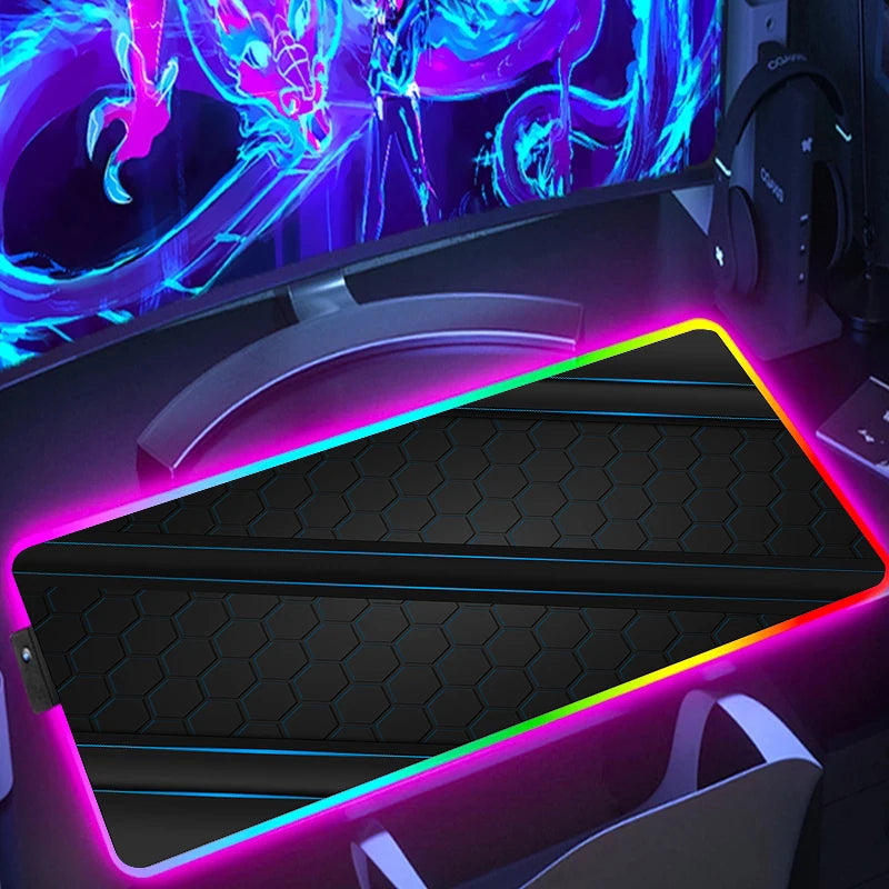 RGB Extended Hexagon Gaming Mouse Pad – Non-Slip Desk Mat