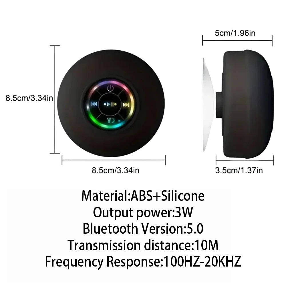Waterproof Suction Cup LED Shower Speaker