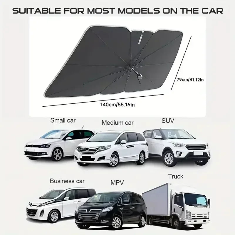Retractable Car Windshield Sunshade – Foldable UV Protection