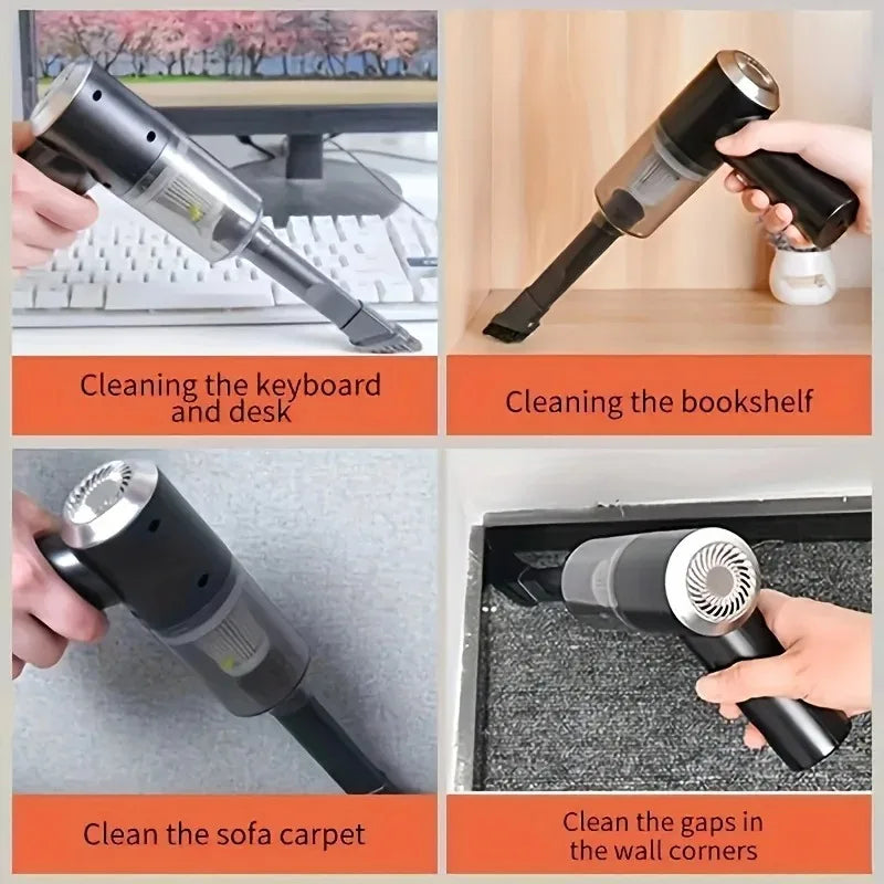Portable 2-in-1 Wireless Car Vacuum Cleaner – Blow & Suction (1200mAh)