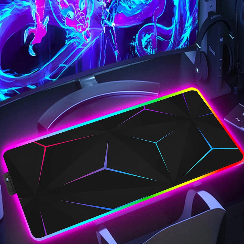 RGB Extended Hexagon Gaming Mouse Pad – Non-Slip Desk Mat