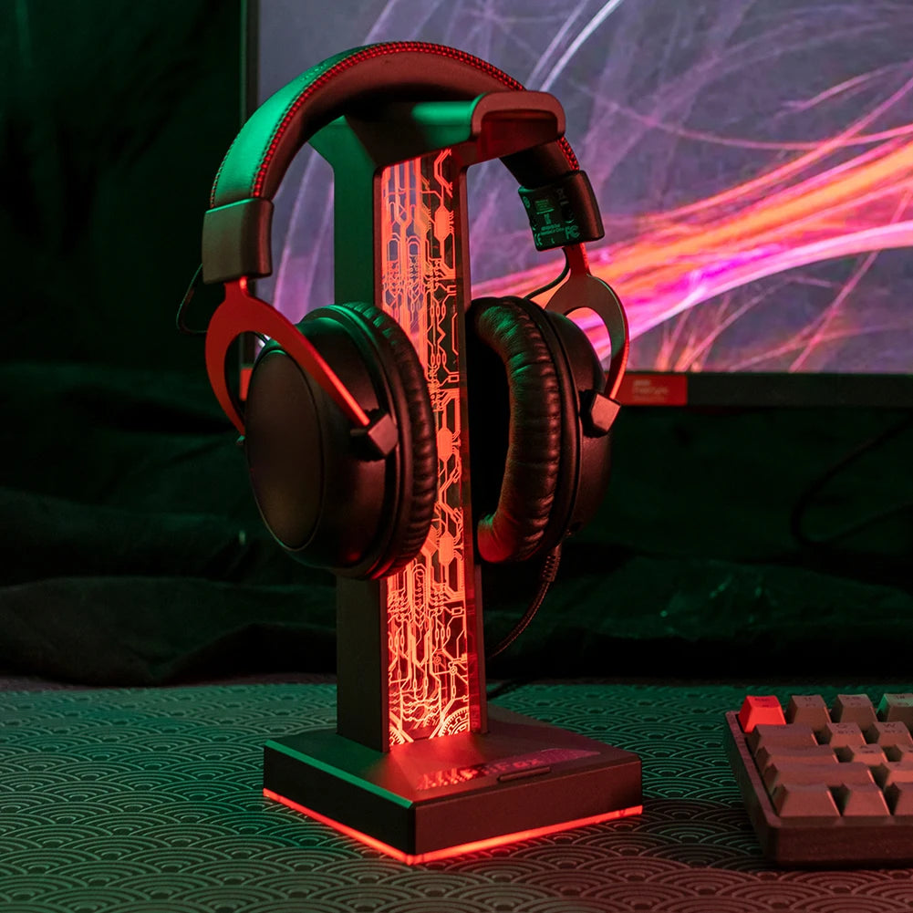 RGB Gaming Headphone Stand with 10 Light Modes & USB / 3.5mm Ports