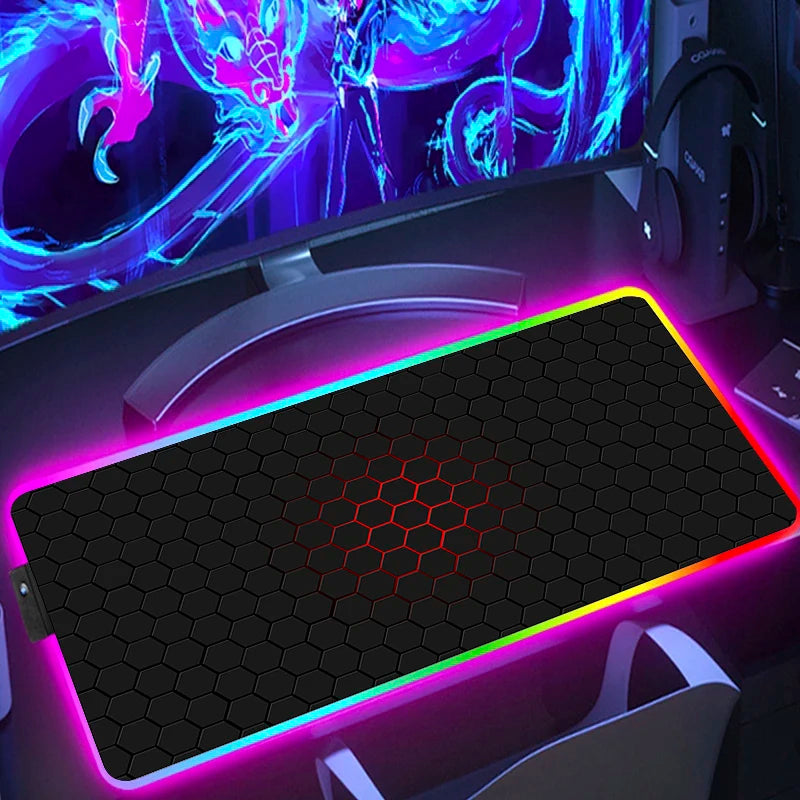 RGB Extended Hexagon Gaming Mouse Pad – Non-Slip Desk Mat