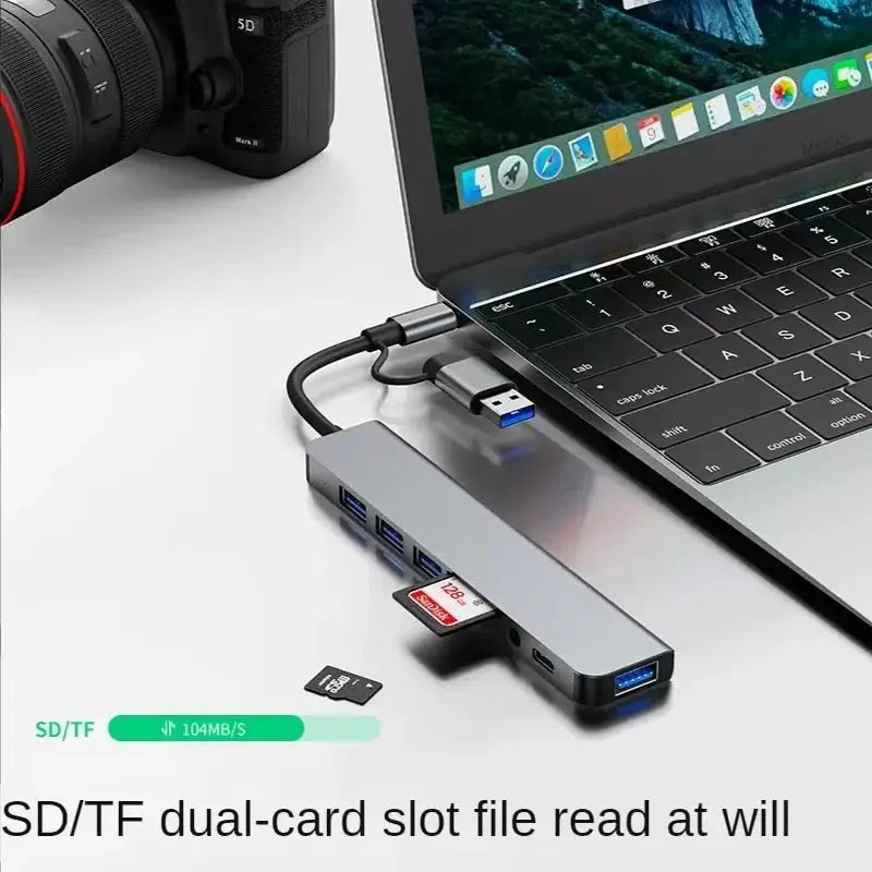 8-in-2 USB-C Hub & Docking Station with SD/TF Card Reader
