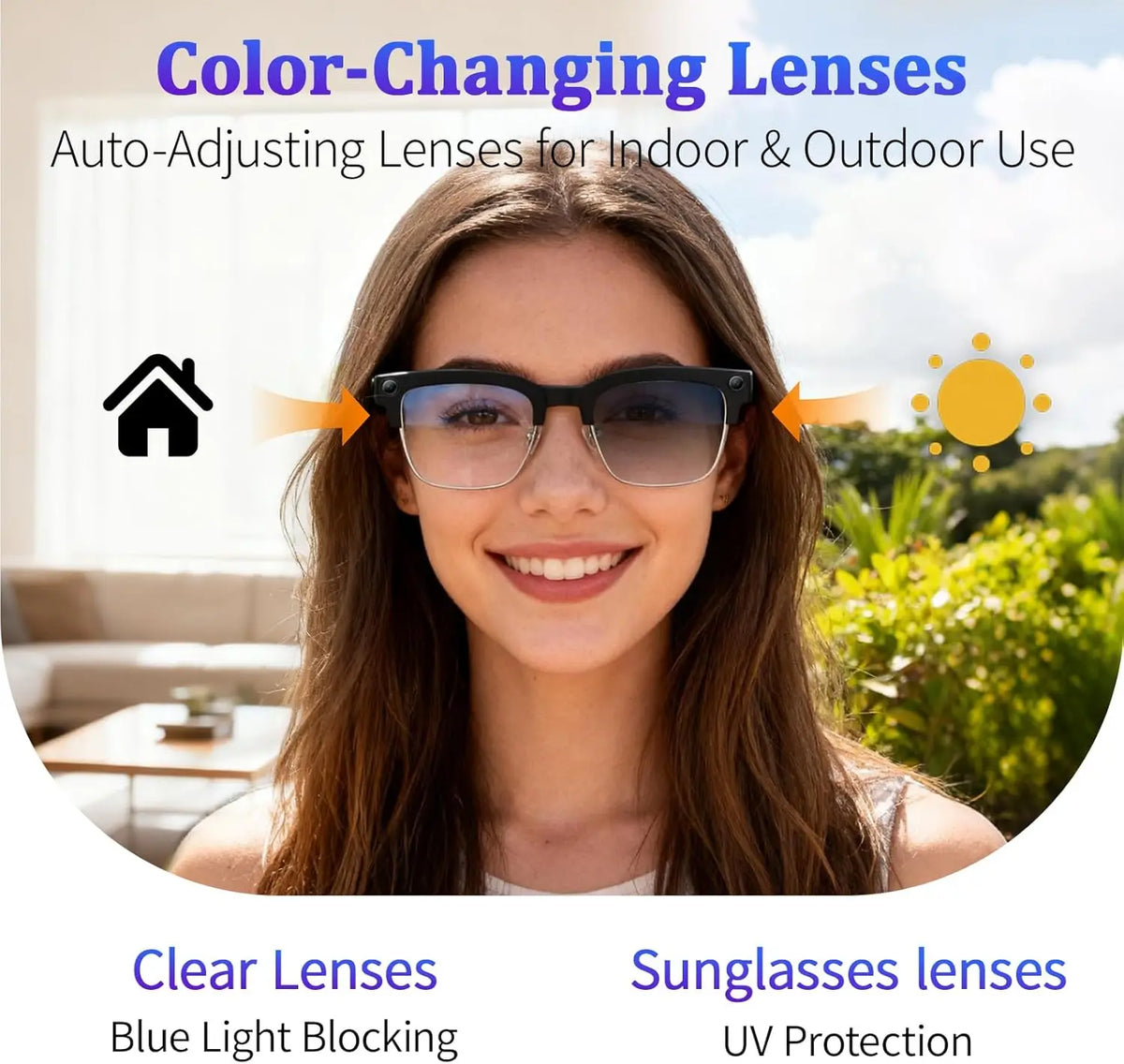 AI Smart Glasses with Video Recording & Bluetooth Audio