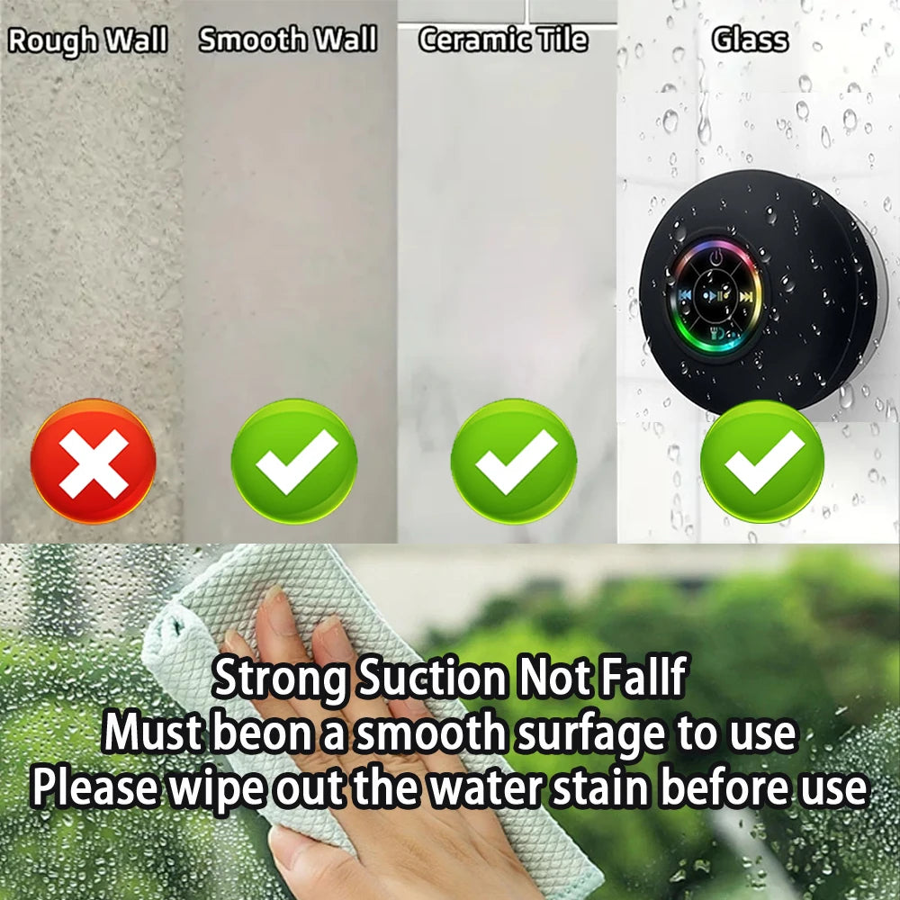 Waterproof Suction Cup LED Shower Speaker