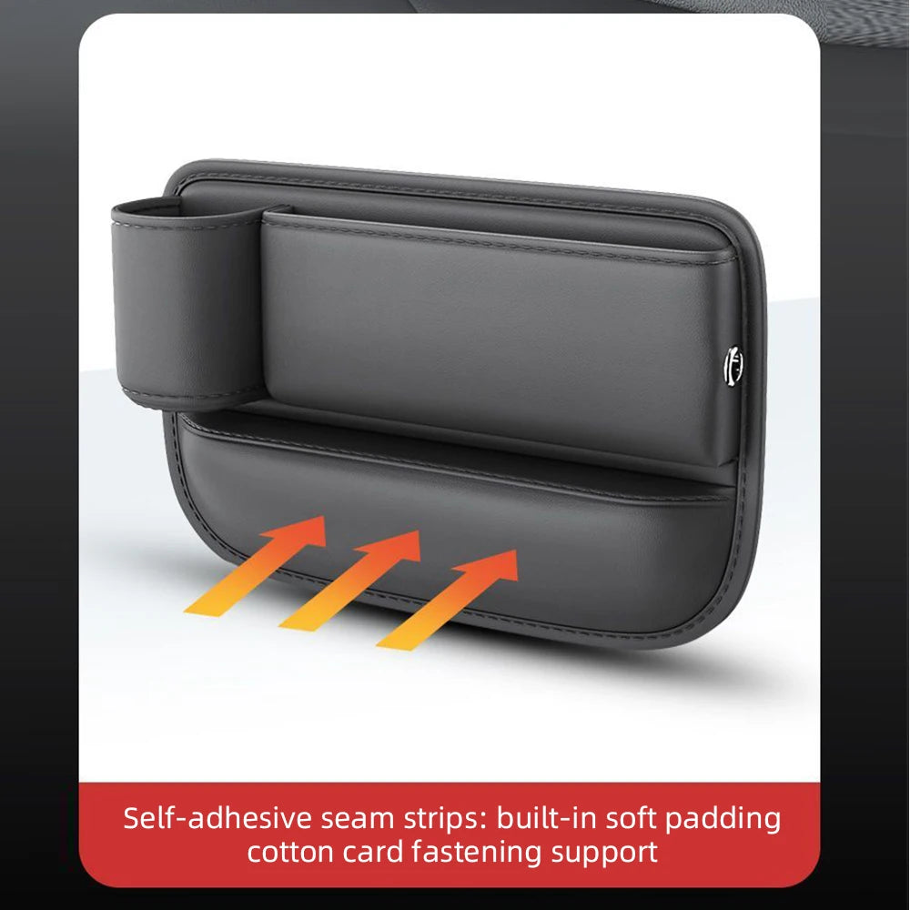 Universal Leather Car Seat Gap Organizer with Cup Holder